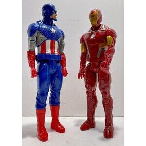 Lot of Two 12in Marvel Action Figures CAPTAIN AMERICA & IRON MAN